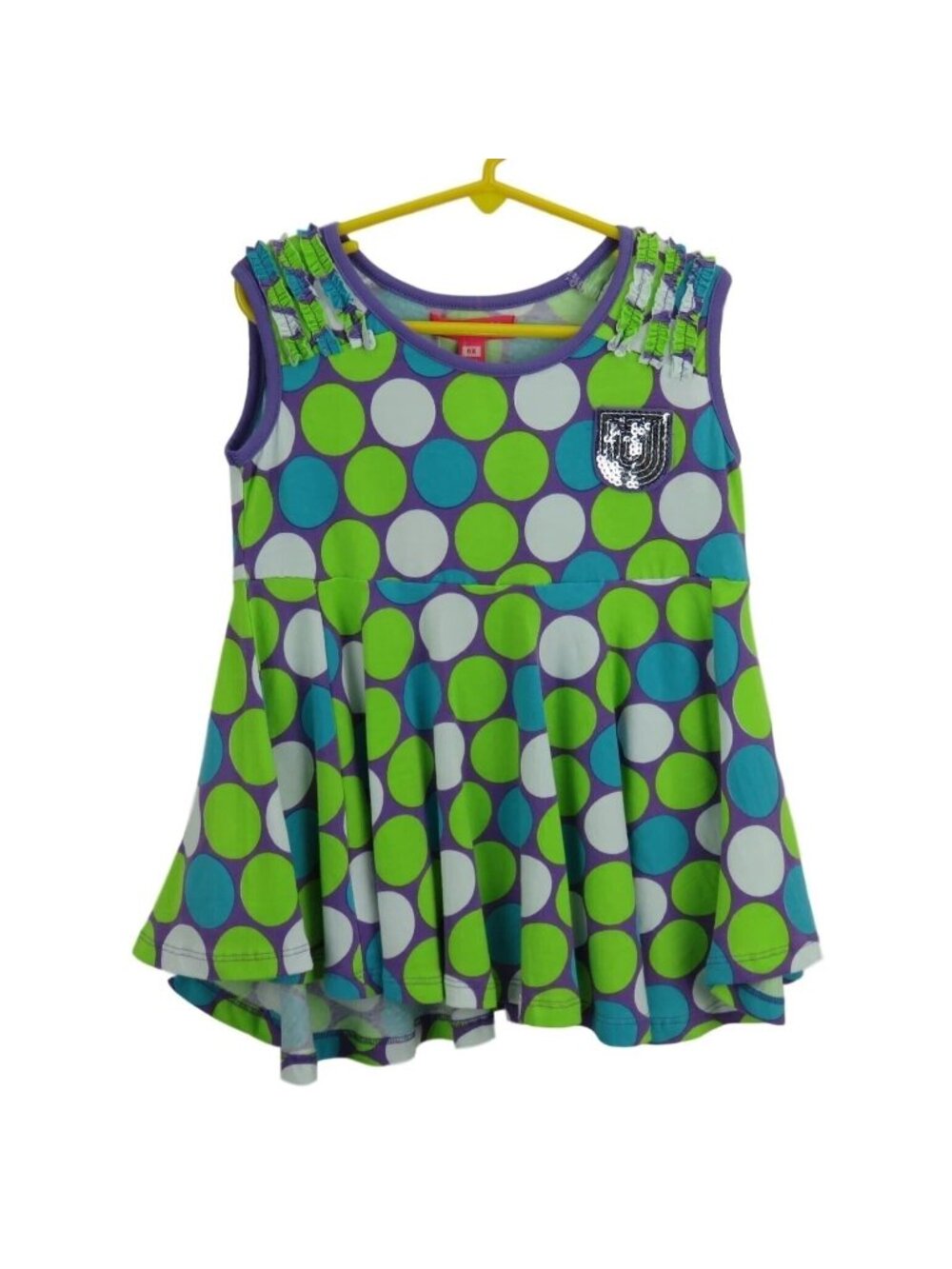 CR Kids Top Girls Size 6X  Polka Dot Sequin Green Blue White Sleeveless